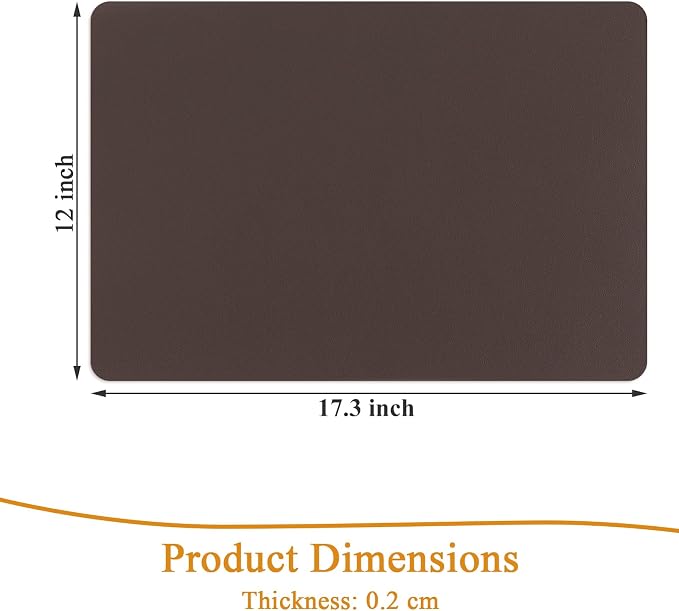 SHACOS Placemats Set of 6 Faux Leather Waterproof Leakproof Wipeable PU - Image 9