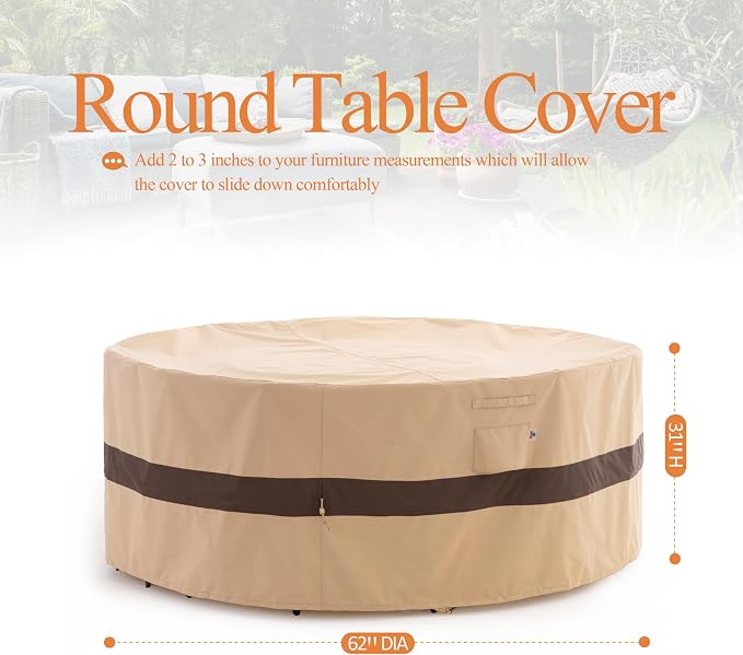 WJ-X3 Round Patio Furniture Cover, Waterproof, UV Resistant, Anti-Fading - Image 7