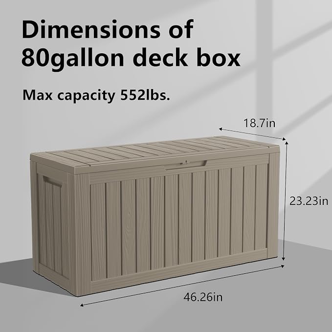 80 Gallon Outdoor Storage Box – Resin Deck Box - Image 3