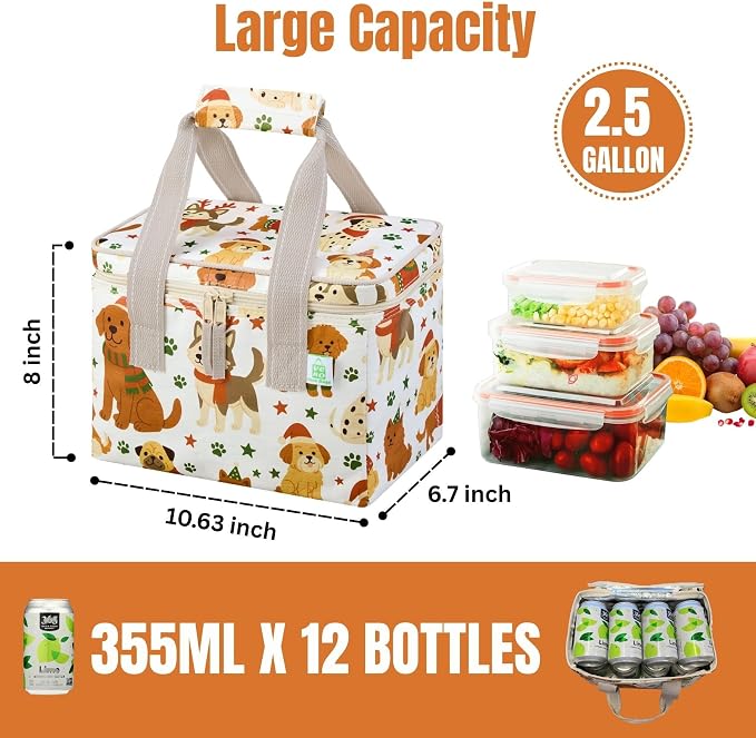 VENO 2 Pack Christmas Insulated Lunch Bag, Heavy Duty Insulated Grocery Bags - Image 4