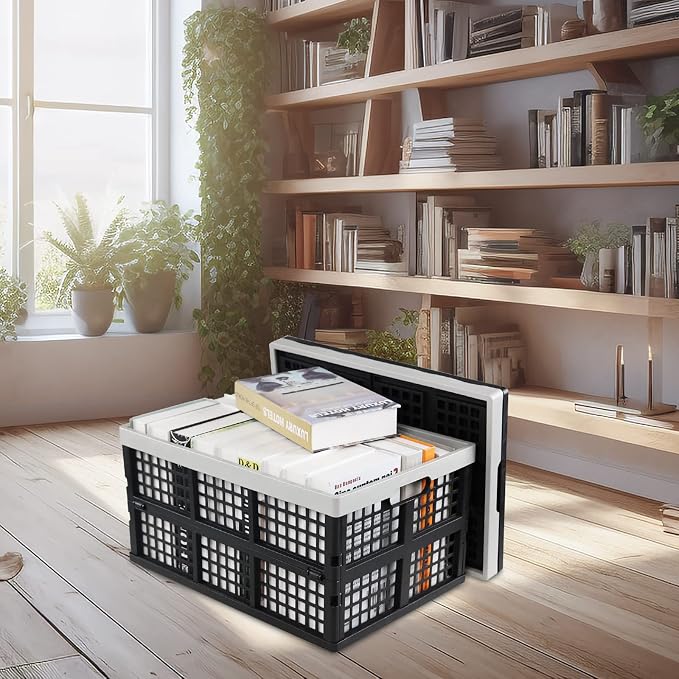 3-Pack 42 L Plastic Storage Collapsible Crate, Folding Plastic Stackable - Image 5