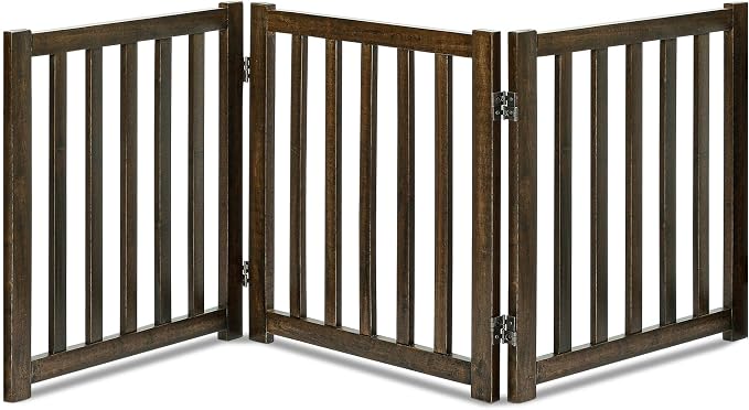LZRS 3-Panel Wooden Free Standing Foldable Dog Gate Indoor – 24" High, by LZRSPET