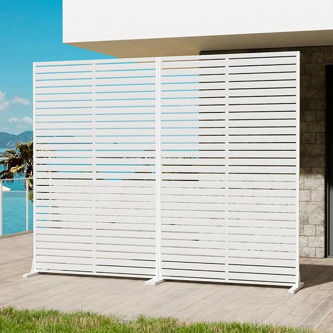Privacy Fence Screen with Stand 6 Panel 72" H×47" W HDPE Decorative Panels with - Image 2
