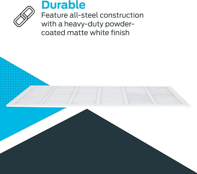 EZ-FLO 30 x 12 Inch White Return Vent Cover - Image 4
