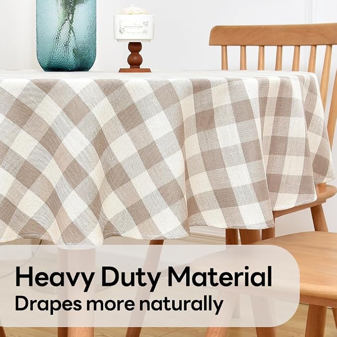 Gingham Round Tablecloth Table Cloth Heavy Duty Cotton Checkered Table Cloth - Image 5