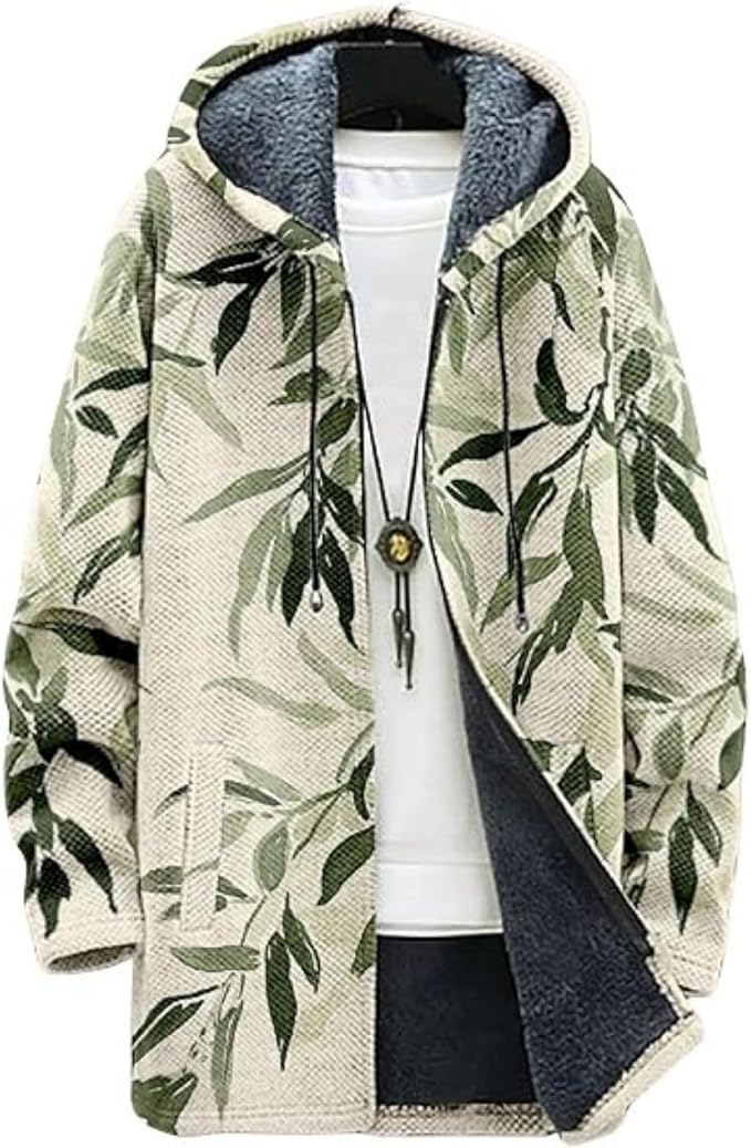 Men's Hooded Sweater Coat Knit Fleece Lined Long Cardigan Jacket by Unknown