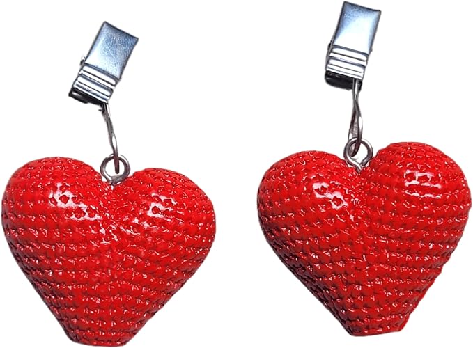 TwoFish Home Set of 4 Red Heart Tablecloth Weights Clips Red Heart Handicraft - Image 7