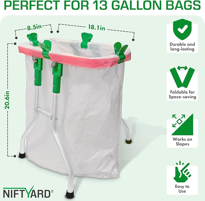 Small Trash Bag Holder, 13 Gallon Plastic Bag Capacity, Works on Slopes - Image 2