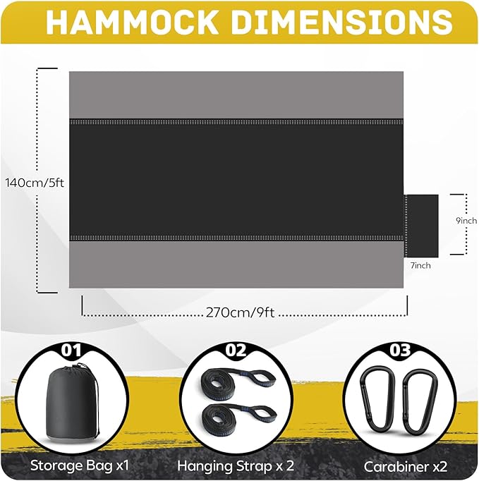 Extra Large Portable Hammock, 600 lb Capacity, 106 x 55 Inch