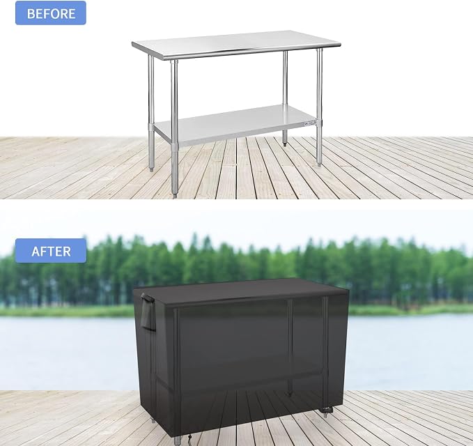 Outdoor Prep Table Cover 60 Inch, Waterproof Patio Stainless Steel Metal BBQ - Image 5