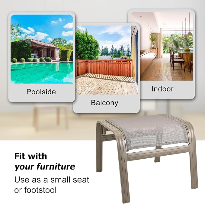 Outdoor Ottoman Patio Footstools Assembled Aluminum Footrest Side Table Small - Image 6