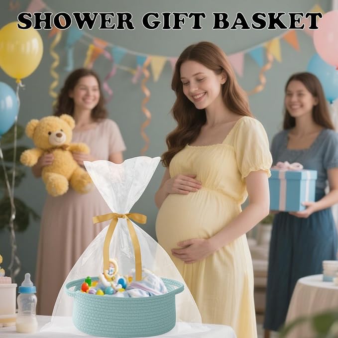 Gift Basket with Gift Bag and Ribbons, Small Rope Woven Shelf Storage, Baskets - Image 6