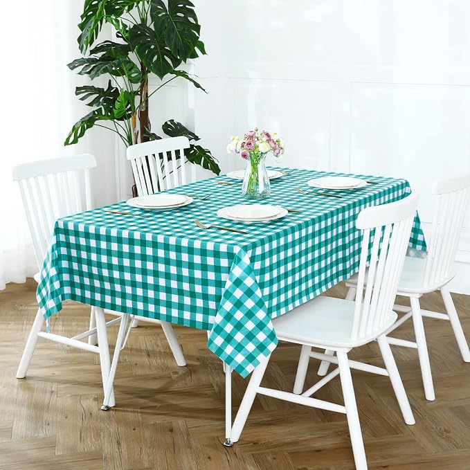 Romanstile Rectangle Vinyl Tablecloth, 100% Waterproof Buffalo Gingham Plastic - Image 3