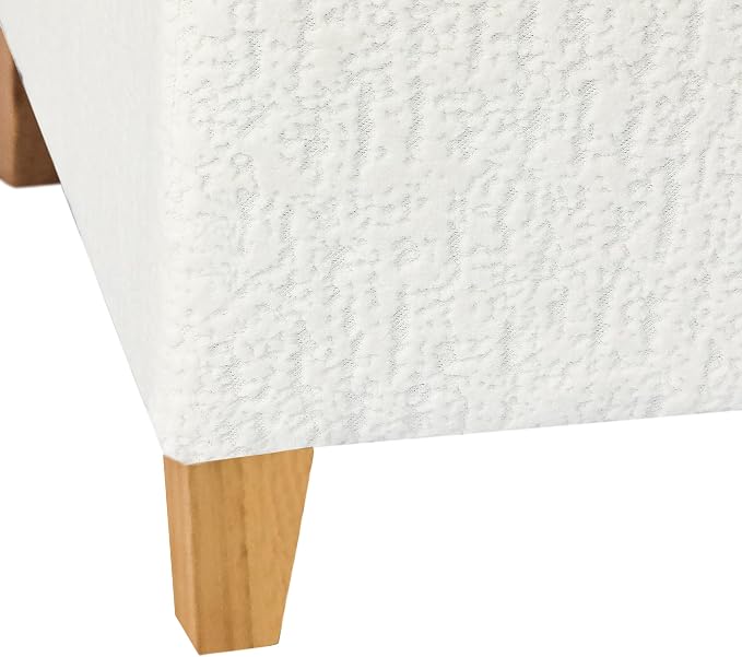 Adeco 18 Inch High Faux Fur White Cube Ottoman Storage, 3D Embossed Velvet - Image 7
