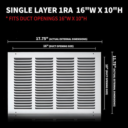 16x10 Return Air Grille, Air Return Vent Cover, Flat Vent Cover, Rejillas De - Image 2