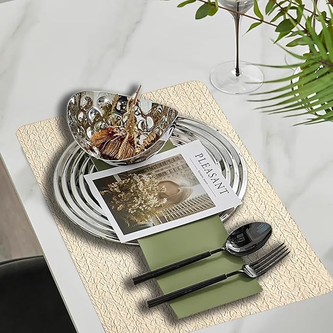 PIGCHCY Waterproof PVC Place Mats Set of 6, Non-Slip Faux Leather Placemats - Image 5