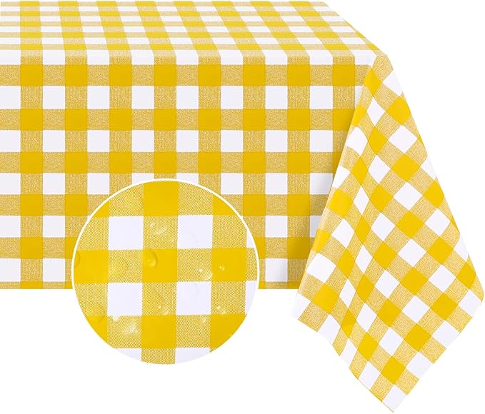 Romanstile Rectangle Vinyl Tablecloth, 100% Waterproof Buffalo Gingham Plastic by Romanstile