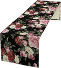 Gothic Floral Table Runner, Vintage Pink Red Rose Flower Print Table Runner by Unknown