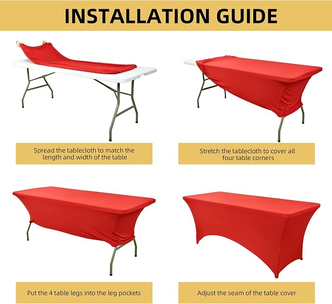 2-Pack 8ft Red Spandex Table Covers - Image 5