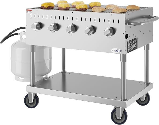 KoolMore 36 in. Commercial 5-Burner Mobile Outdoor Propane Grill in Stainless - Image 2