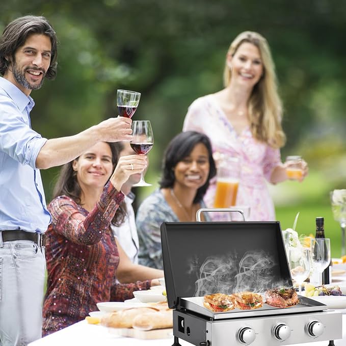 26 inch Tabletop Griddle with Ceramic Coated Cast Iron Plate, 3 Burners Flat - Image 8