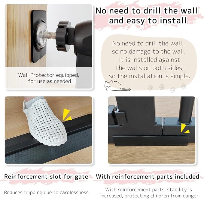 Lumizone Extra Tall Pet Gate 55.12" High Pressure Mounted 63.39"-67.90" Extra - Image 6