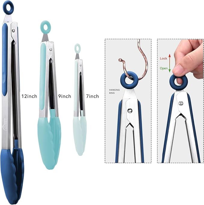 HOTEC Premium Stainless Steel Locking Kitchen Tongs - Image 3