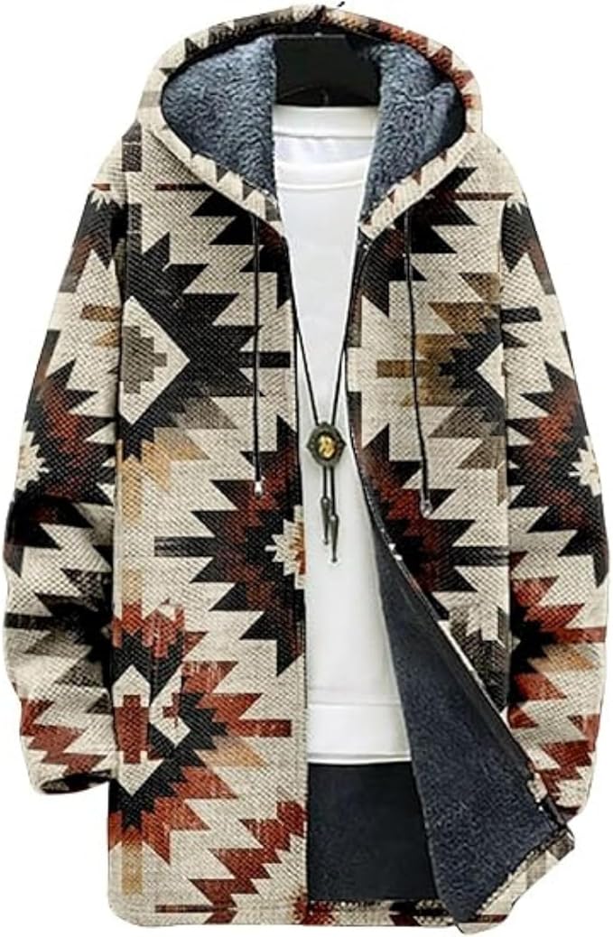 Men's Hooded Sweater Coat Knit Fleece Lined Long Cardigan Jacket by Unknown