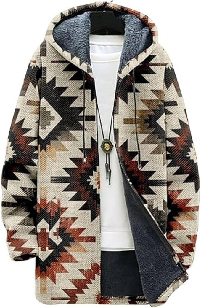 Men's Hooded Sweater Coat Knit Fleece Lined Long Cardigan Jacket by Unknown