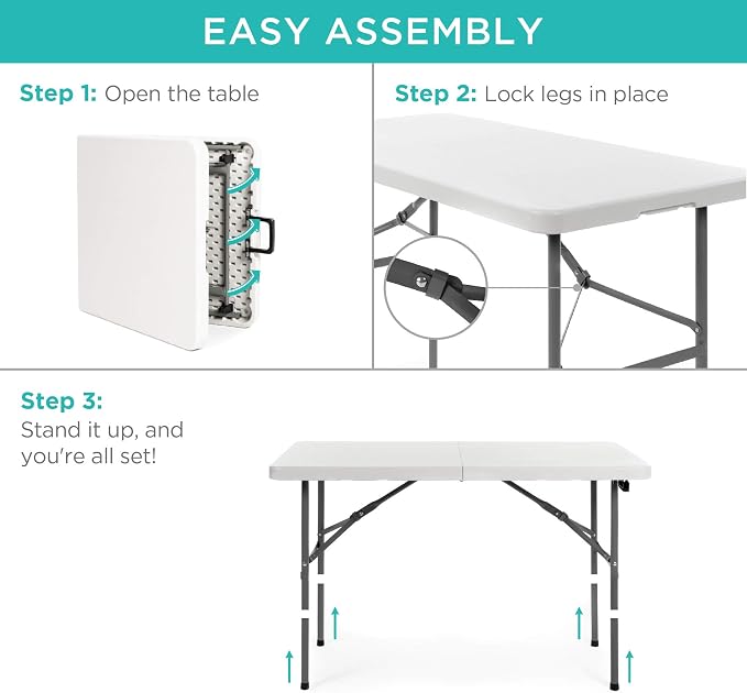 Best Choice Products 4ft Plastic Folding Table, Indoor Outdoor Heavy Duty - Image 7
