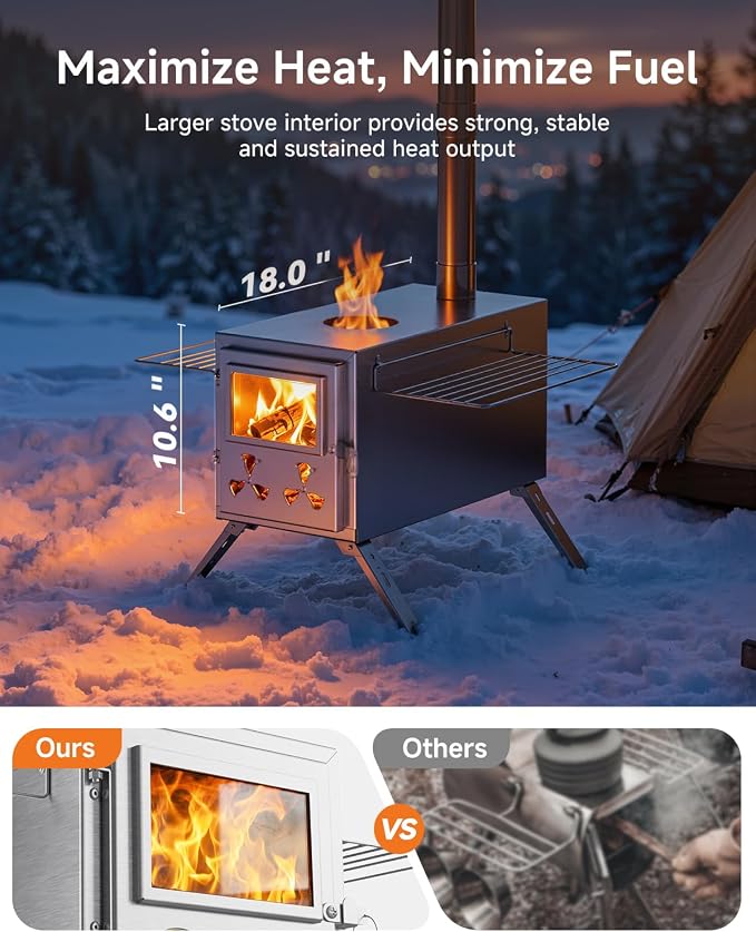 Hot Tent Wood Stove, Portable Camping Wood Burning Stove - Image 5