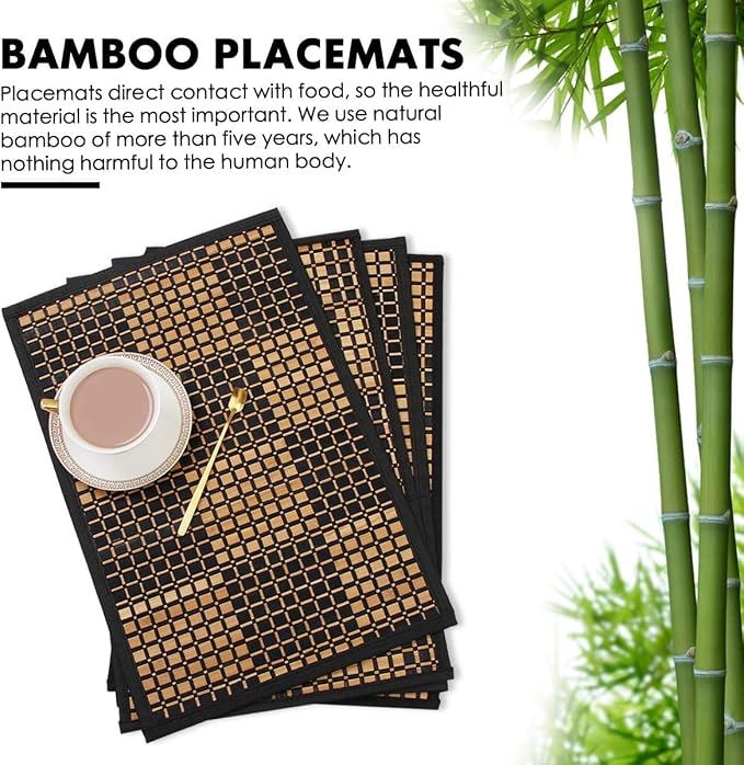 Placemats Set of 4 for Dining Table, Bamboo Place Mats for Kitchen Table Decor - Image 3