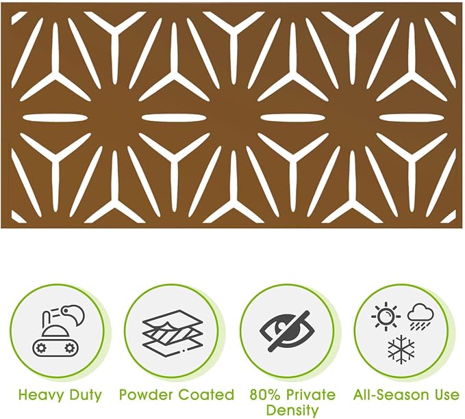 Metal Privacy Screen Outdoor 72" H×47" W, Freestanding Decorative Privacy Screen - Image 6