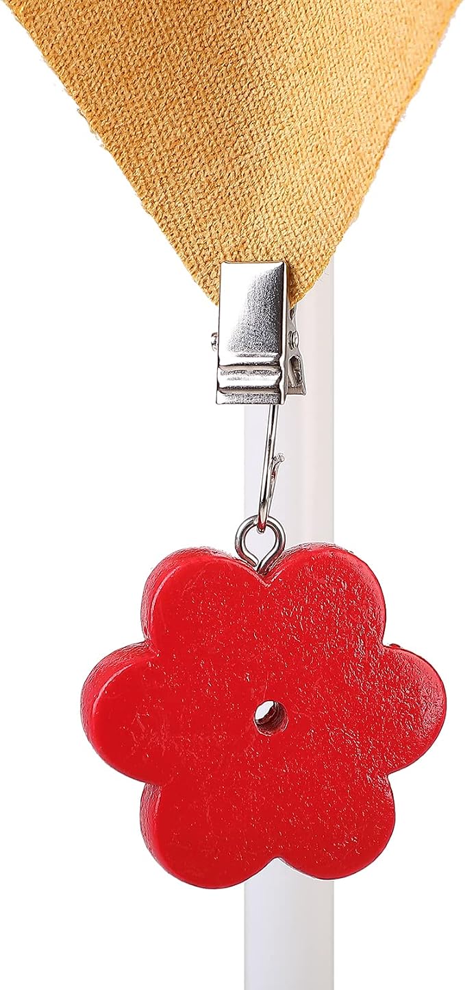 TwoFish Home Set of 4 Red Flower Tablecloth Weights Clips Handicraft Red Flower - Image 2