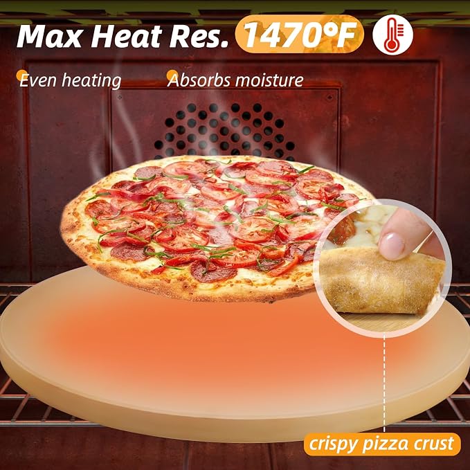 Pizza Stone 5 PCS Set, 15 Inch Large Round Pizza Stone Set - Image 3