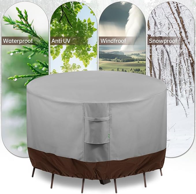 Round Patio Furniture Covers, 600D Heavy-duty UV-Resistant Fade-Proof Protection - Image 7