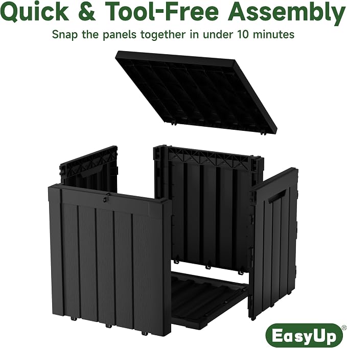 EasyUp 50 Gallon Outdoor Storage Box, Resin Waterproof UV-Resistant Deck Box - Image 6