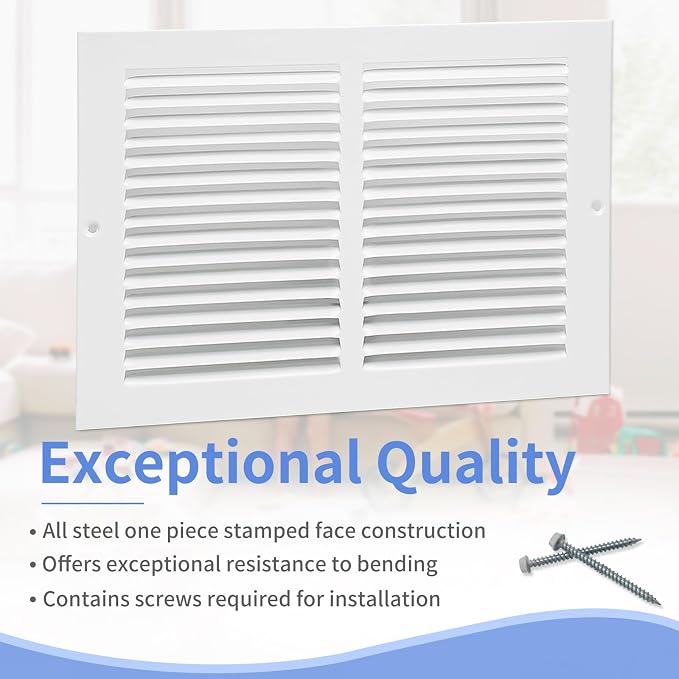 10"W x 8"H Steel Return Air Grille, Air Return Vent Cover - Image 2
