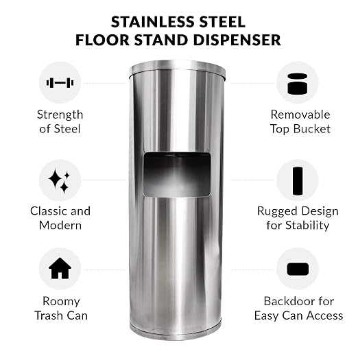 Stainless Steel Floor Stand Wipe Dispenser - Image 6