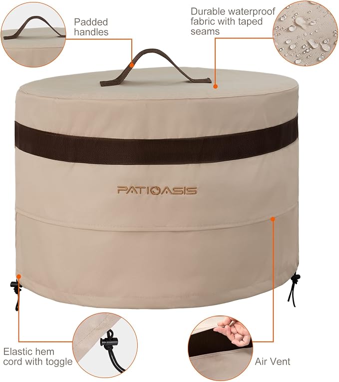 Waterproof Fire Pit Round Cover 22''D x 16''H Solo Stove Bonfire Shelter - Image 4