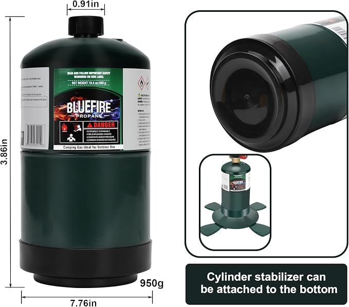 BLUEFIRE 16.4 oz 1Lb Propane tank Replacement Fuel Camping Gas Cylinder Pack of - Image 4