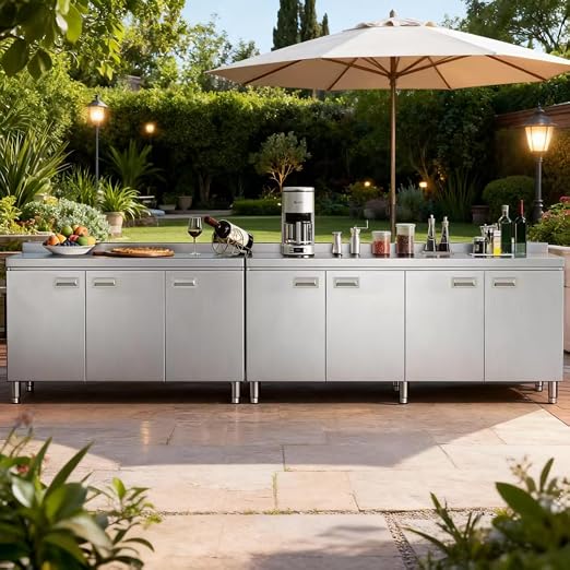 KINGBO 66.9" Stainless Steel Table Cabinet Heavy Duty Prep Table - Image 4