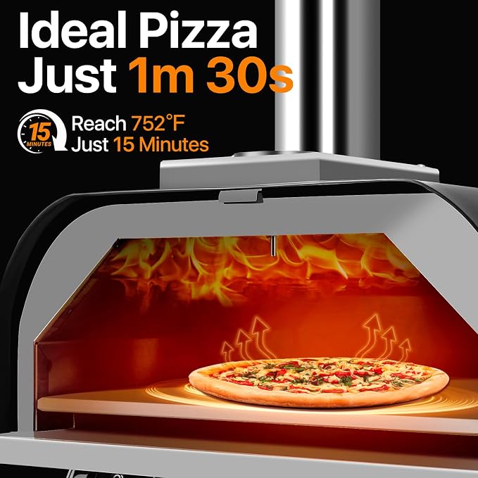 Pizza Oven 13 Inch Outdoor Wood Fired Portable Stainless Steel Pizza Oven - Image 2