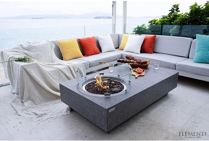 Elementi | Metropolis Gas Fire Pit Cast Concrete 56" Rectangular Fire Table - Image 5