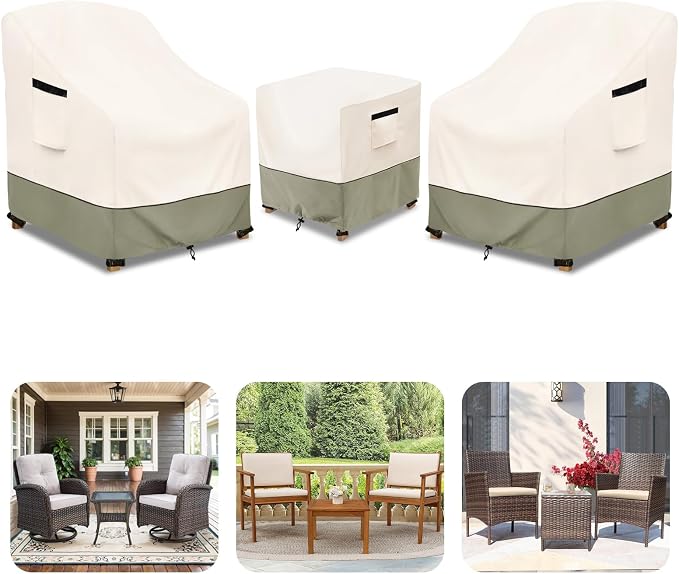 3-Piece Patio Furniture Covers Waterproof by Owlcover