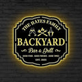 Custom Backyard Bar & Grill LED Sign – Personalized BBQ Sign, Barbecue Custom by V-Decorparks