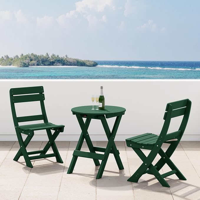 Costaelm Paradise 3-Piece Outdoor HDPE Folding Patio Bistro Table and Chairs by Costaelm