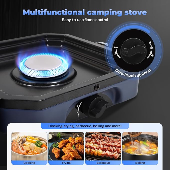 Propane Double Burner Two Burner Camp Stove, 16000 BTU Portable Folding Gas - Image 4