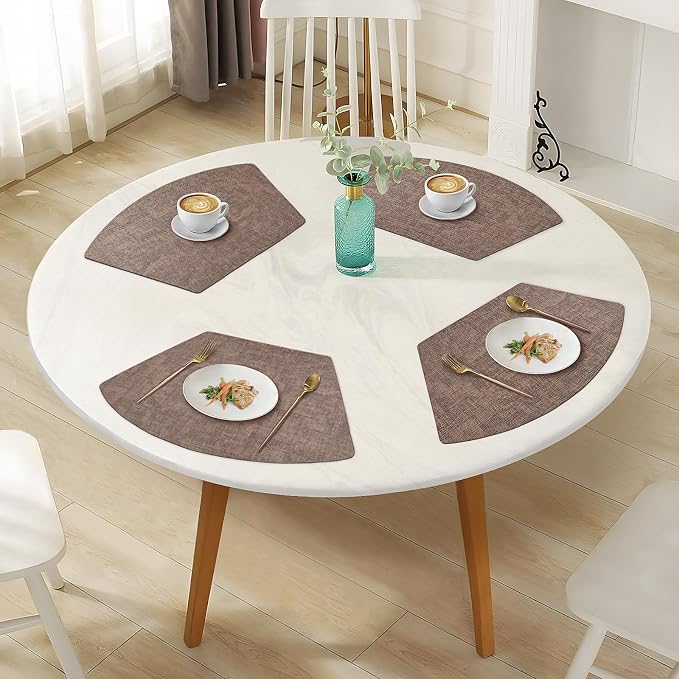Round Table Placemats Set of 6, Faux Leather Wedge Shape Place Mats Heat - Image 7