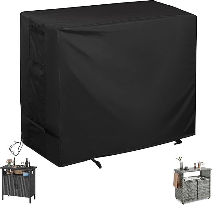 Outdoor Storage Cabinet Cover for Wicker Outdoor Bar Cart, Outdoor Bar Table by Unknown